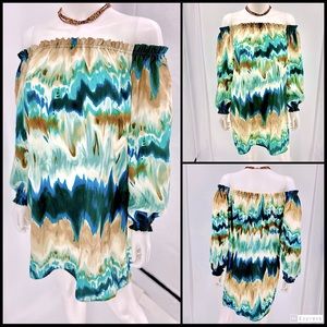 YOLI RAPP-Size-XS-Aqua Multi Color Silk Dress/Tunic/Suit cover, Dress Up, Casual